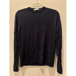 Umberto Vallati Men's Navy Blue Solid Crew Neck Long Sleeve T-Shirts